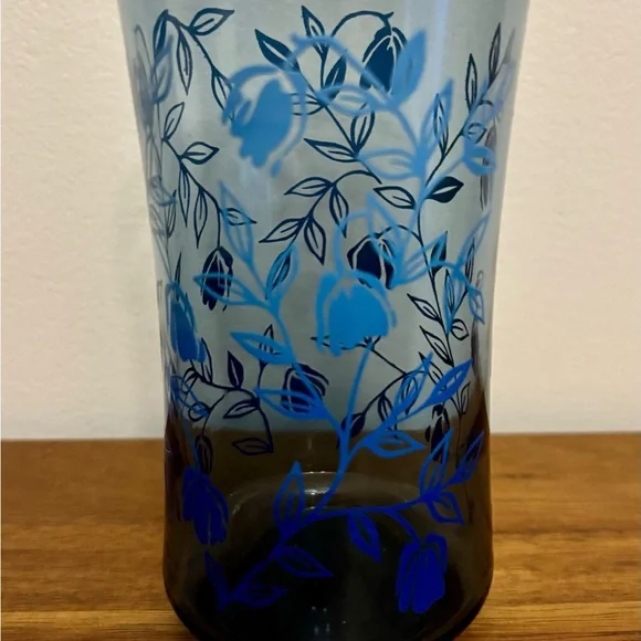 Floral Blue Vintage Glass Tumblers Set by Libbey - Picture 4 of 7